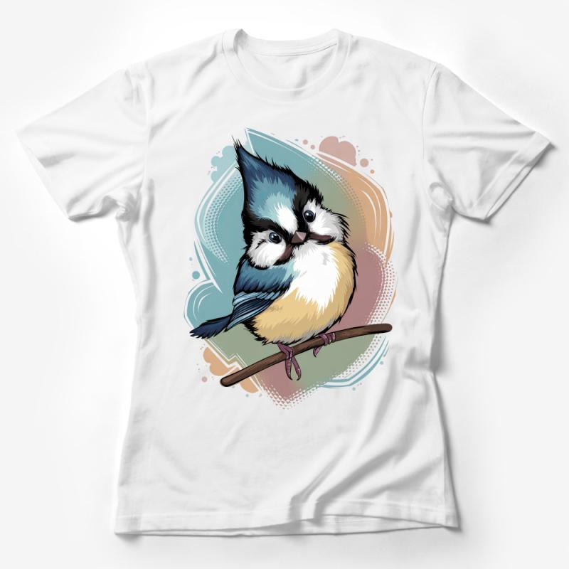 Cute Watercolor Bird Print T-Shirt, Artistic Blue Jay Tee, Nature Inspired Casual Wear, Unisex Graphic Top Female T-Shirt