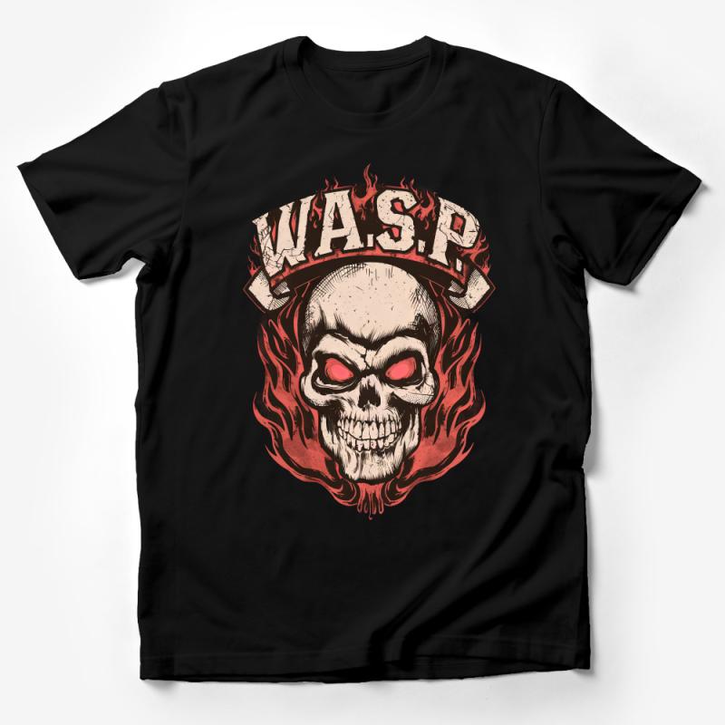 Fire Skull T-Shirt, Hard Rock Graphic Tee, Vintage Band Inspired, Unisex Casual Clothing, Music Lover Gift Idea, Cool Flames Design Male T-Shirt