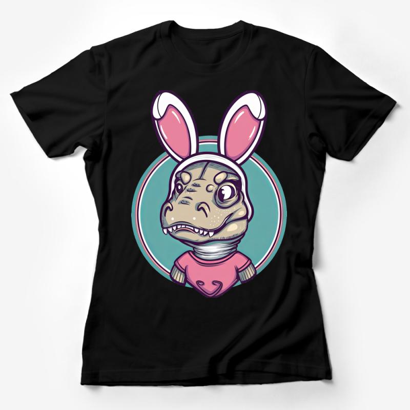 Quirky Rabbit Dinosaur Hybrid Graphic Tee, Unique Illustrated T-Shirt, Fun Cartoon Animal Shirt for All Ages, Soft Cotton Unisex Top Female T-Shirt