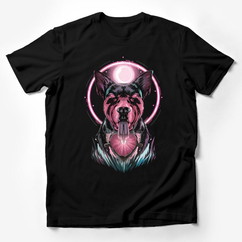 Cosmic Dog T-Shirt, Space Themed Pet Art Tee, Vibrant Animal Illustration Shirt, Colorful Galaxy Dog Lover Gift Male T-Shirt