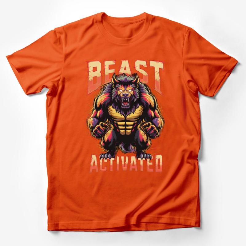 Beast Activated Graphic T-Shirt, Bold Comic Style Animal Tee, Men's Workout Shirt, Casual Fitness Apparel Male T-Shirt