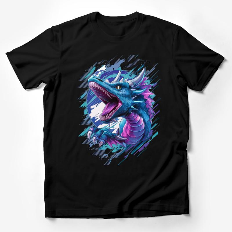 Vibrant Blue Dragon T-Shirt, Fantasy Creature Graphic Tee, Unisex Dragon Lover Shirt, Unique Illustration Tee, Gift for Gamers Male T-Shirt