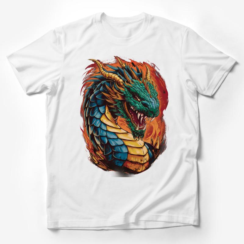 Mythical Dragon Graphic Tee, Colorful Fantasy Creature, Unisex T-Shirt Design, Casual Comfortable Apparel, Artistic Clothing Gift Male T-Shirt