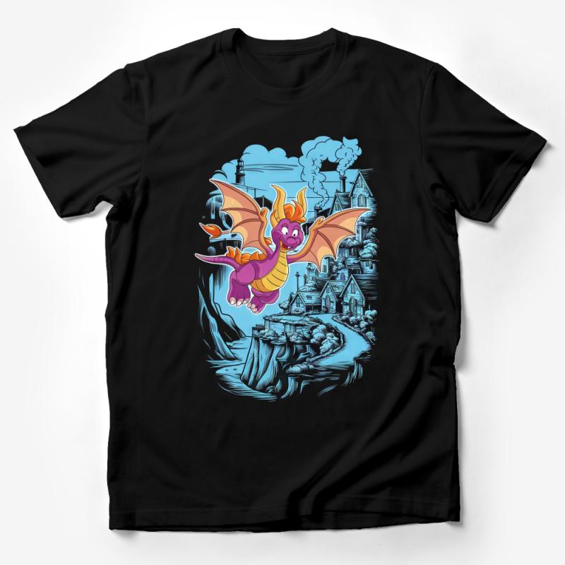 Fantasy Dragon Cartoon T-Shirt, Whimsical Creature Graphic Tee, Unisex Adult Kids Apparel, Colorful Dragon Design, Casual Wear, Gift Idea Male T-Shirt