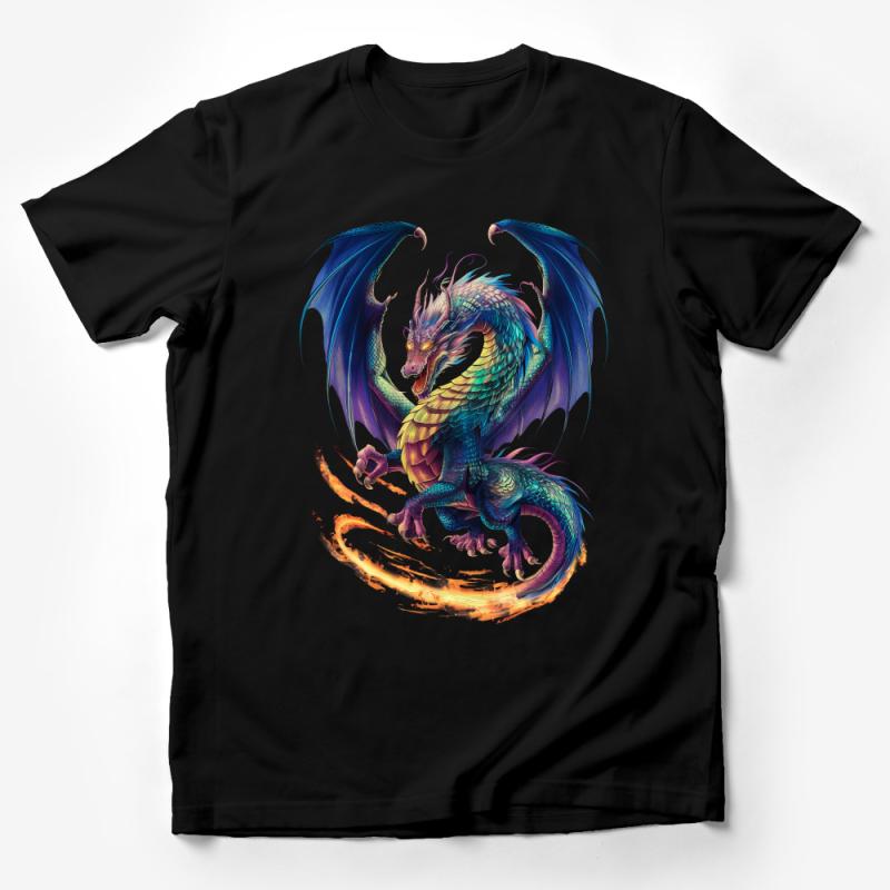 Majestic Dragon T-Shirt, Colorful Fantasy Creature, Mythical Fire Dragon Tee, Unisex Graphic Shirt, Unique Gift for Fantasy Lovers Male T-Shirt