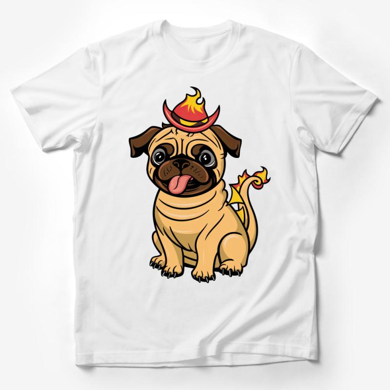 Cute Pug Firefighter T-Shirt, Unisex Cartoon Dog Tee, Fire Hat Puppy Shirt, Gift for Dog Lovers, Animal Graphic Tee, Casual Wear Male T-Shirt