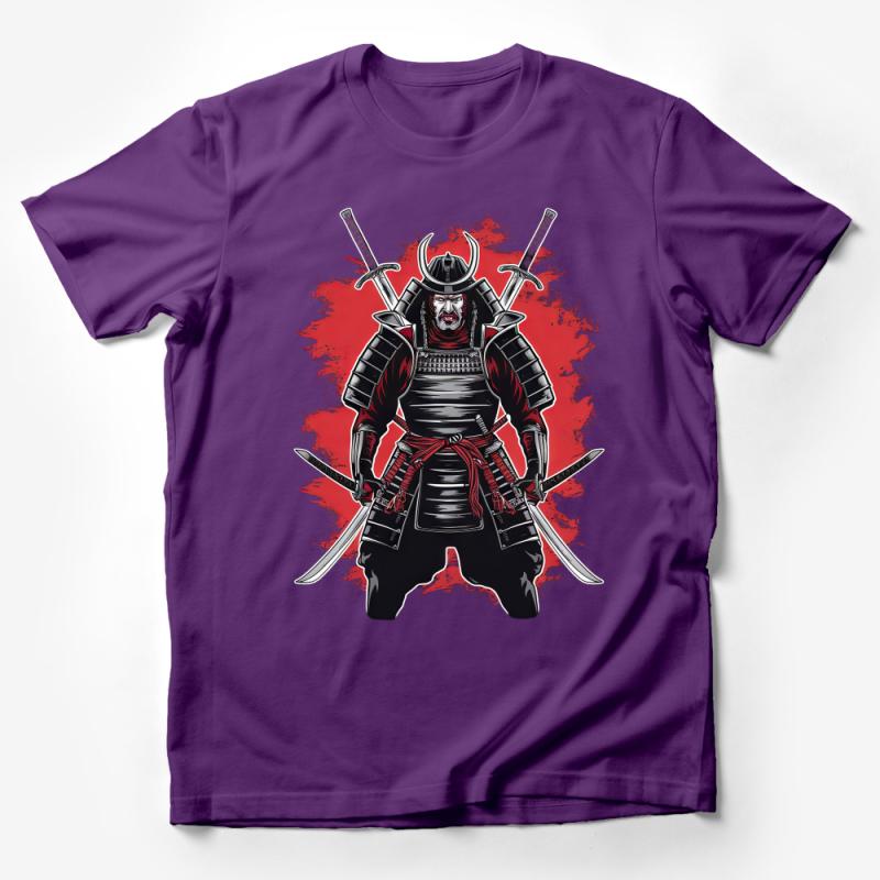 Samurai Warrior T-Shirt - Traditional Japanese Armor with Swords Design Male T-Shirt