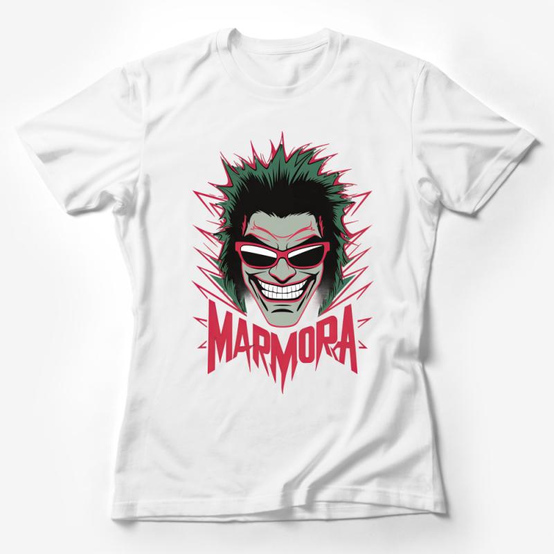 Green Punk Rocker Graphic T-Shirt, Bold Marmora Text, Urban Style Tee, Unisex Casual Fashion Shirt, Trendy Streetwear Top Female T-Shirt