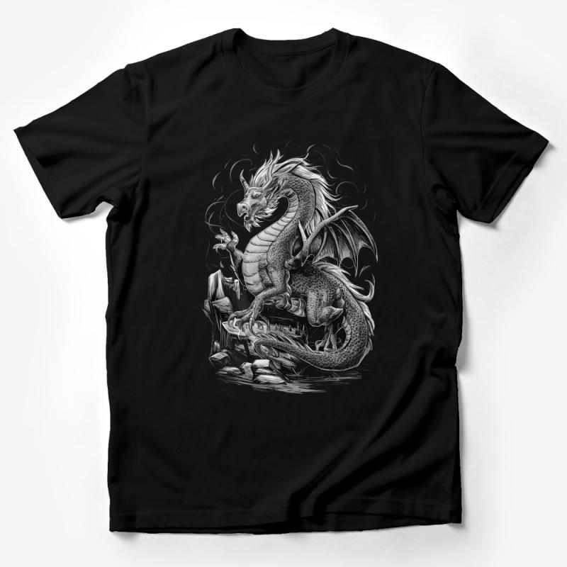 Fantasy Dragon T-Shirt, Mythical Creature Art Tee, Unisex Graphic Shirt, Unique Monster Design, Cool Gift Idea Male T-Shirt