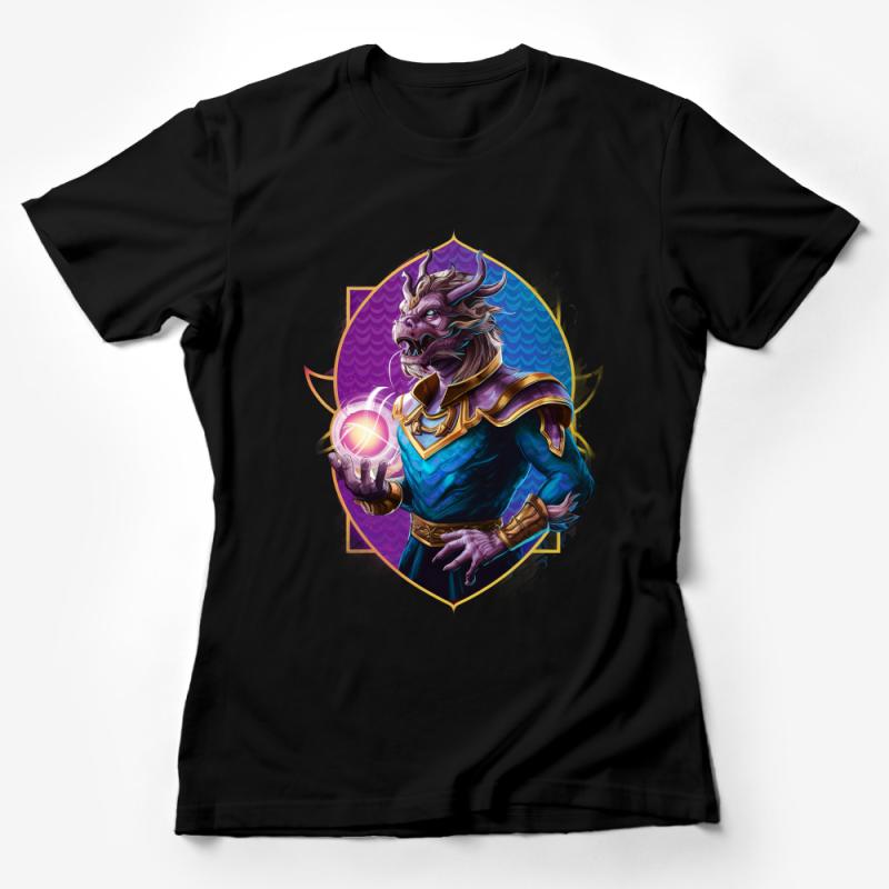 Fantasy Dragon Mage Graphic T-Shirt, Mystical Creature Art Tee, Unisex Wizard Dragon Apparel Female T-Shirt