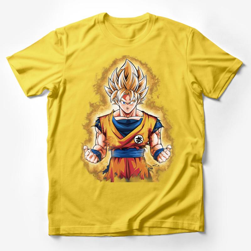 Anime Super Saiyan Hero Graphic T-Shirt, Manga Style Warrior Tee, Unisex Casual Shirt for Fans Male T-Shirt