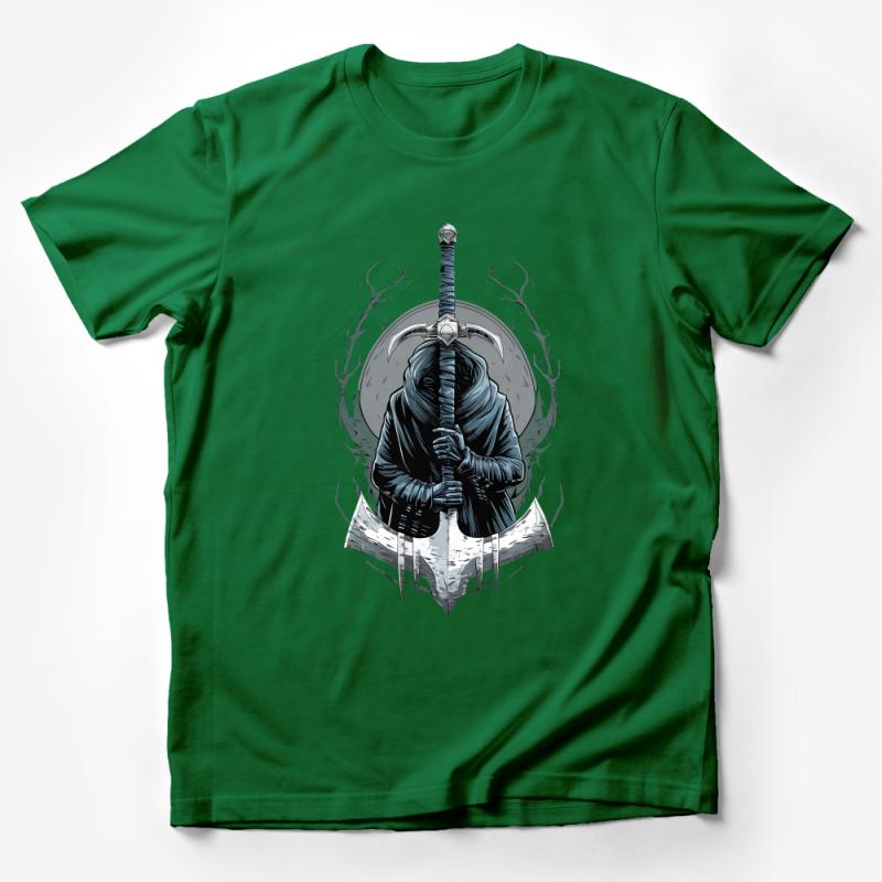 Fantasy Knight Sword Graphic Tee, Medieval Warrior T-Shirt, Unisex Fantasy Apparel, Cool RPG Clothing Male T-Shirt