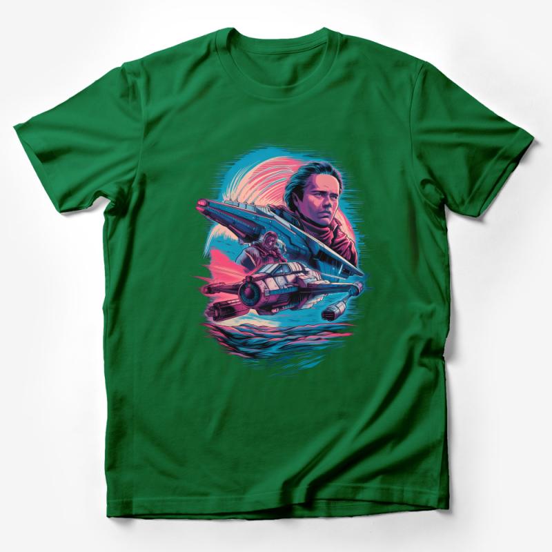 Retro Sci-Fi T-Shirt, Space Adventure Tee, Graphic Pilot and Spaceship Shirt, Vintage Style Unisex Apparel for Sci-Fi Fans Male T-Shirt