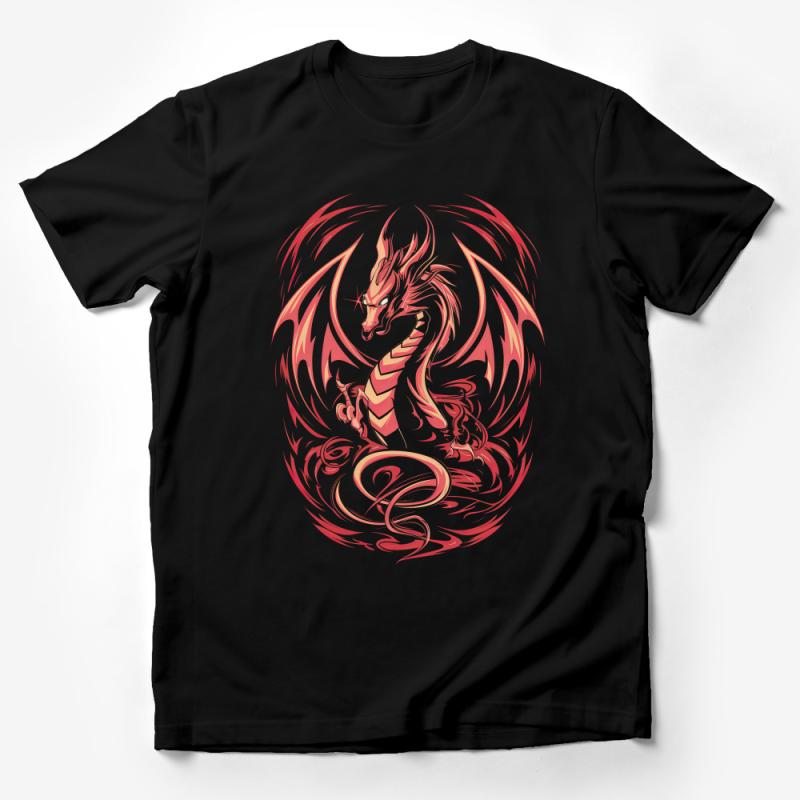 Fire Dragon T-Shirt, Unisex Fantasy Tee, Mythical Creature Graphic Shirt, Artistic Dragon Design Top for Men and Women, Gift Male T-Shirt