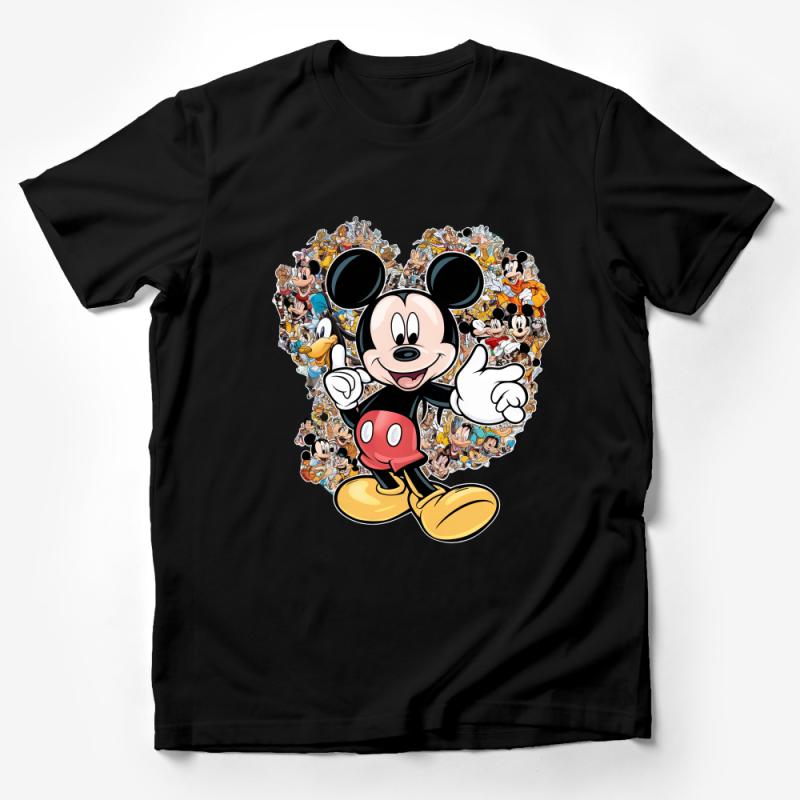 Cartoon Character Heart-shaped Graphic Tee, Unisex Adult T-Shirt, Fun Casual Wear, Perfect Gift for Fans, Comfortable and Stylish Male T-Shirt