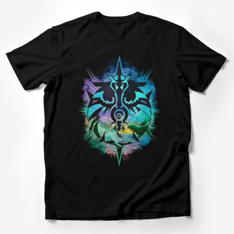 Abstract Wolf Graphic Tee, Artistic Colorful Wolf Print T-Shirt, Unisex Nature Inspired Casual Top, Unique Animal Design Apparel Gift Idea Male T-Shirt