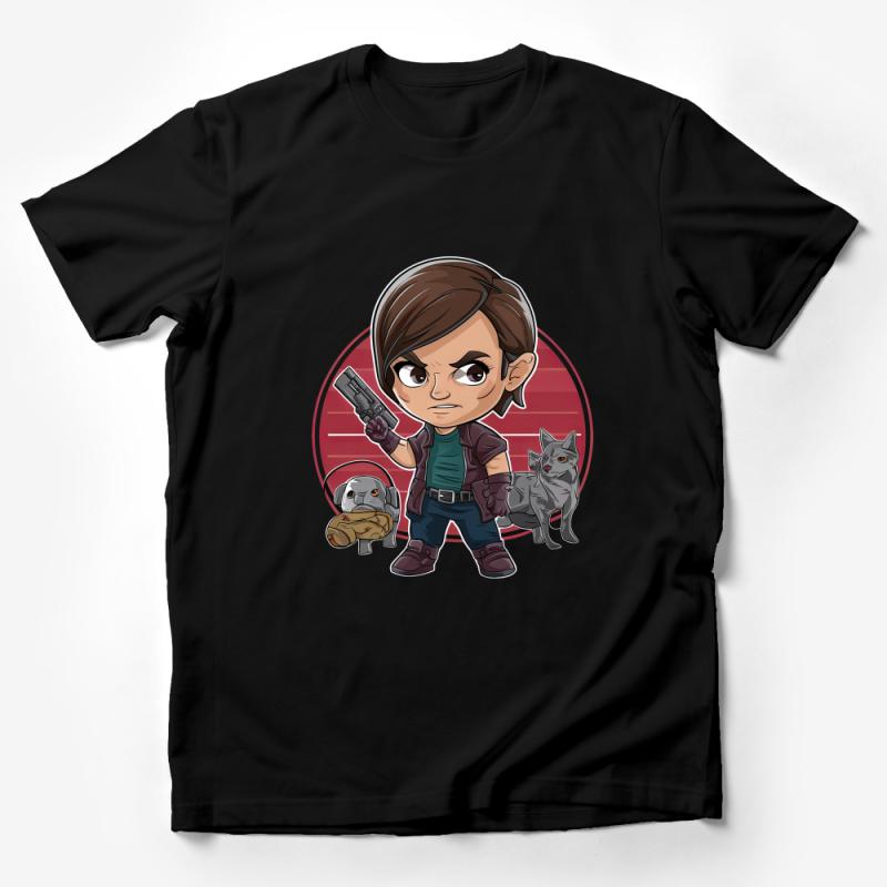 Chibi Sci-Fi Hero T-Shirt, Animated Space Adventurer Tee, Cute Graphic Shirt for Fans Male T-Shirt