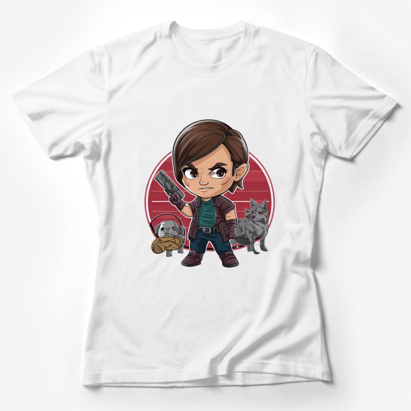 Chibi Sci-Fi Hero T-Shirt, Animated Space Adventurer Tee, Cute Graphic Shirt for Fans Female T-Shirt