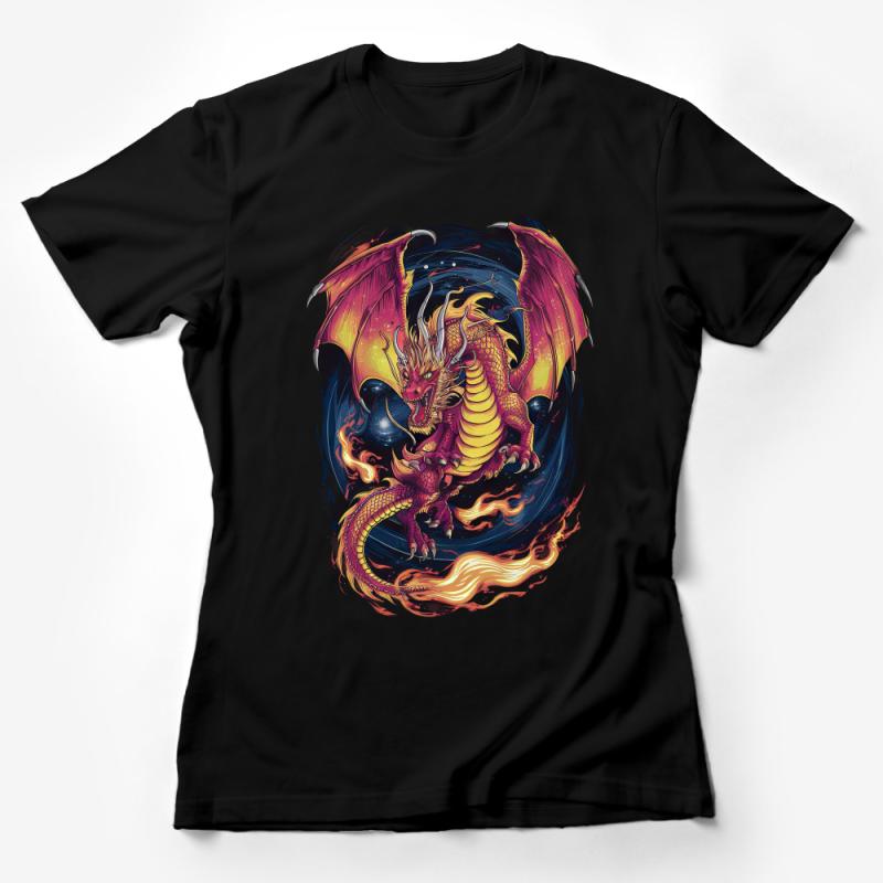 Fantasy Dragon Graphic Tee, Fire and Ice, Mythical Creature T-Shirt, Vibrant Dragon Art, Unisex Clothing, Gift for Fantasy Lovers Female T-Shirt