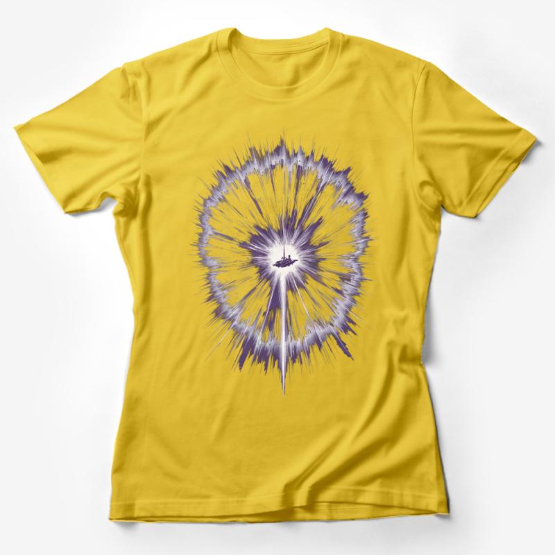 Abstract Purple Explosion Graphic Tee, Unisex Artistic Design T-Shirt, Modern Casual Streetwear Top, Unique Explosion Print Shirt Female T-Shirt