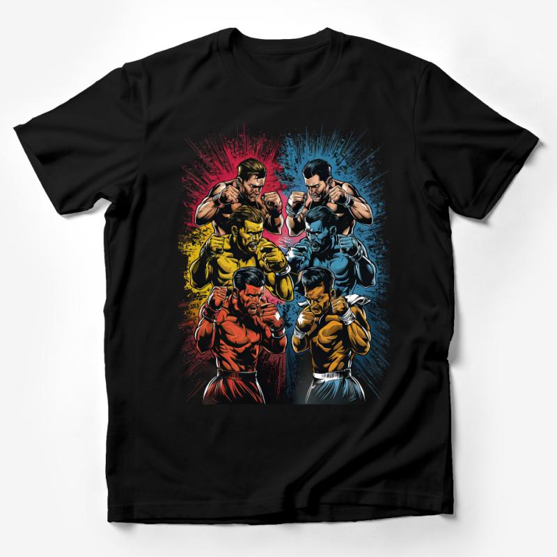 Comic Book Martial Arts Fighters T-Shirt, Colorful Superheroes, Men's Graphic Tee, Casual Streetwear, Unique Illustration Shirt Design Male T-Shirt