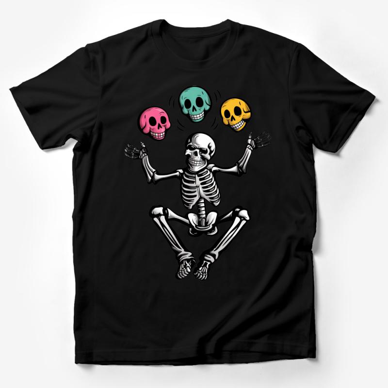 Unisex Skeleton T-Shirt, Colorful Skull Heads, Casual Graphic Tee, Halloween Party Costume, Fun Spooky Apparel, Gift for Skull Lovers Male T-Shirt