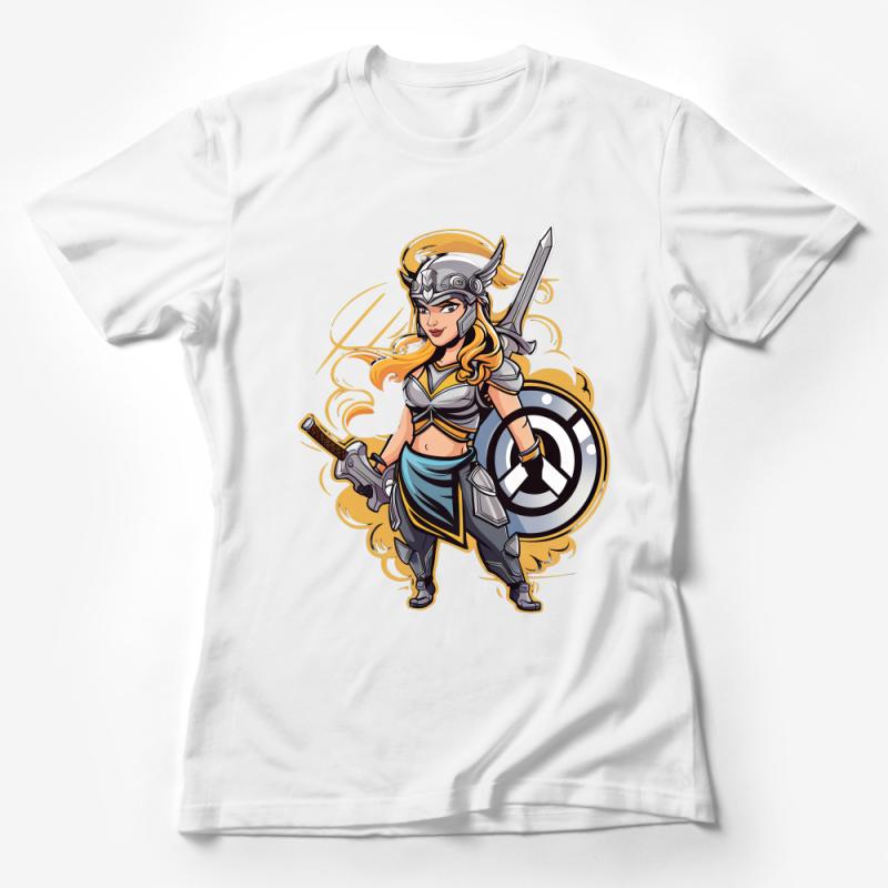 Warrior Princess T-Shirt, Female Viking Graphic Tee, Fantasy Armor Illustration Shirt, Bold Female Warrior Top, Gift for Gamers Female T-Shirt