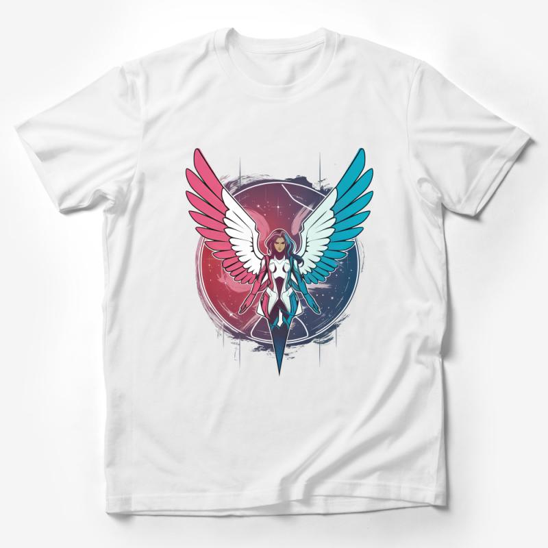 Angelic Warrior Graphic T-Shirt, Fantasy Art Tee, Cosmic Wings Print, Colorful Aesthetic Clothing, Unisex Shirt Design, Gift for Gamers Male T-Shirt