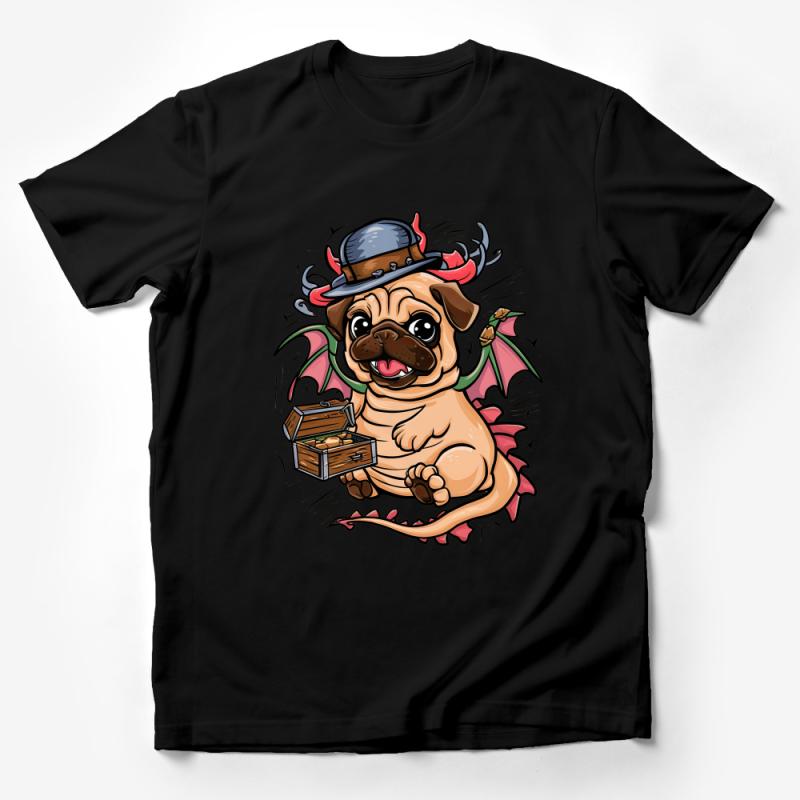 Funny Pug Dragon T-Shirt, Cute Dog Fantasy Tee, Unisex Graphic Shirt, Pet Lover Gift, Comfortable Cotton Tee, Casual Wear, Unique Design Male T-Shirt